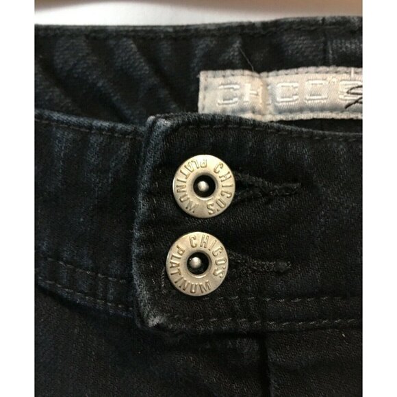 Chico's Platinum Women Jeans Capri Cuff Size2(12) Dark Wash Straight Leg Stretch - Picture 2 of 8